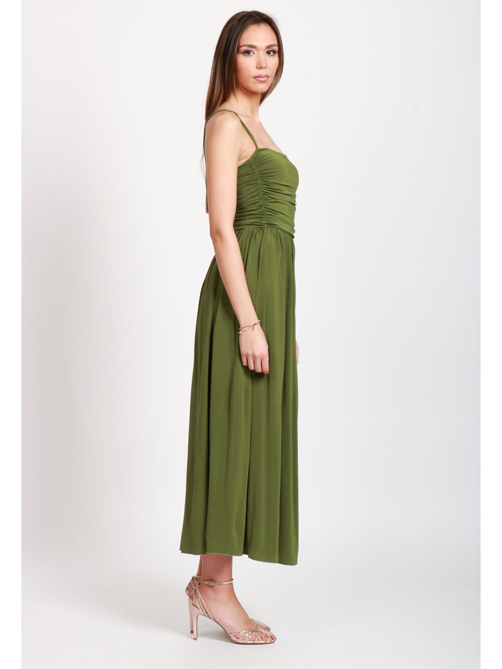 WEEKEND MAX MARA Vestito Ghia midi con drappeggio verde Verde