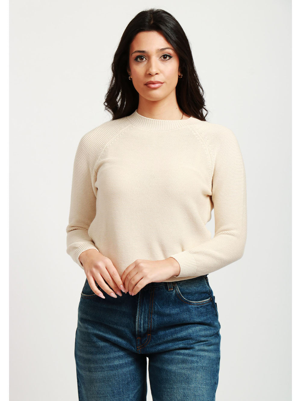 WEEKEND MAX MARA Maglia Linz Girocollo in Filo di Cotone Sabbia Sabbia
