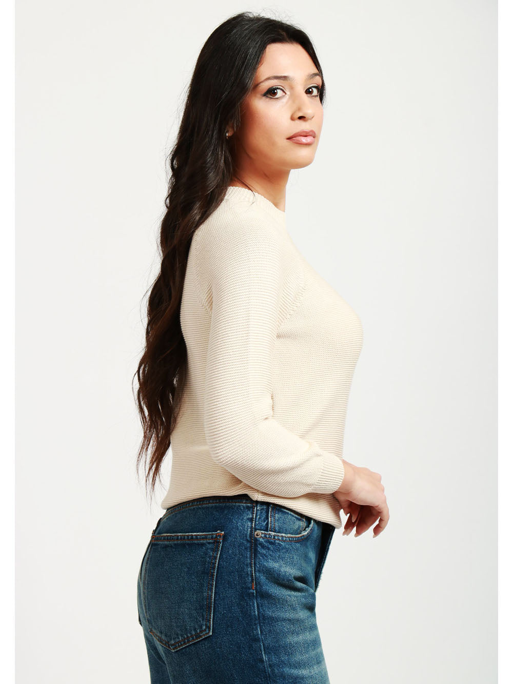WEEKEND MAX MARA Maglia Linz Girocollo in Filo di Cotone Sabbia Sabbia