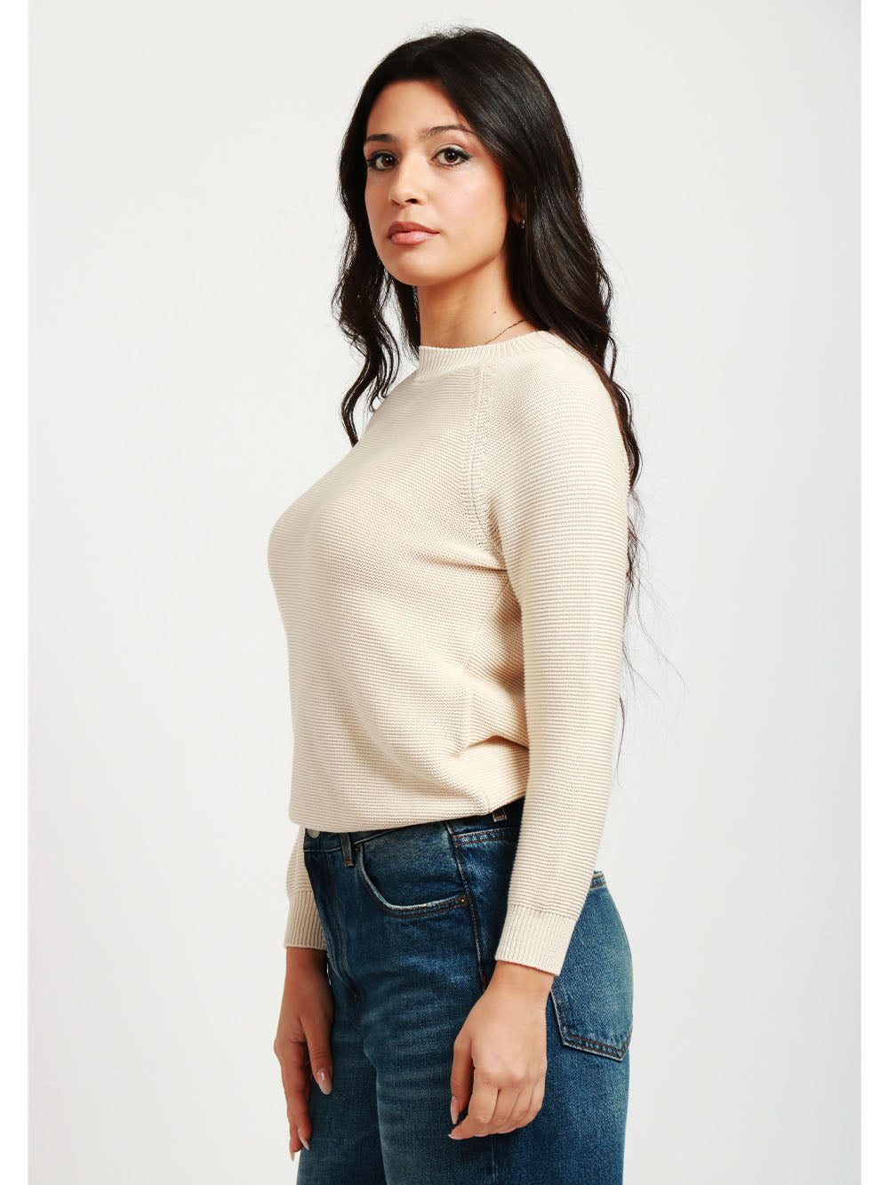 WEEKEND MAX MARA Maglia Linz Girocollo in Filo di Cotone Sabbia Sabbia