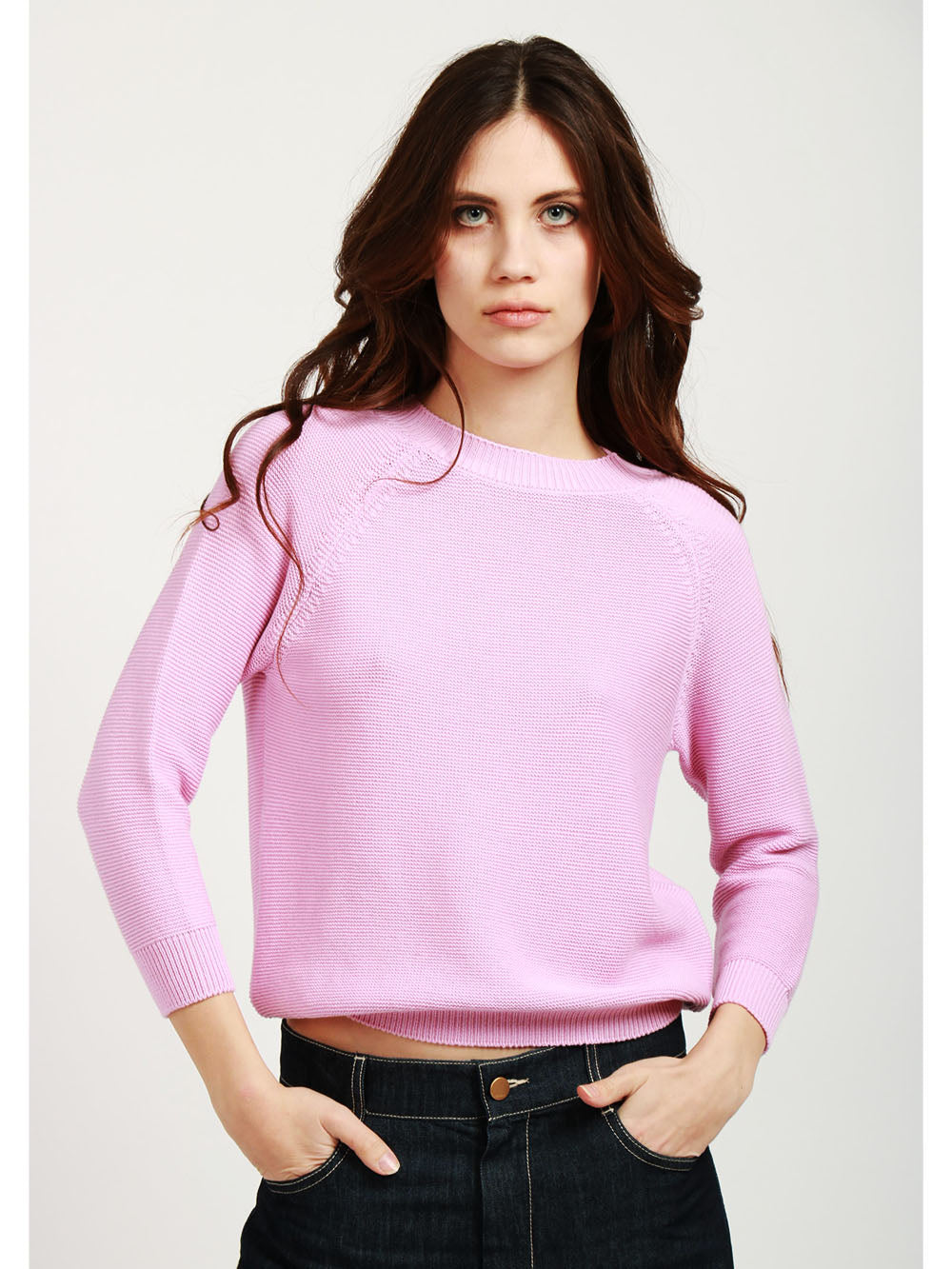 WEEKEND MAX MARA Maglia Linz Girocollo in Filo di Cotone Rosa Rosa