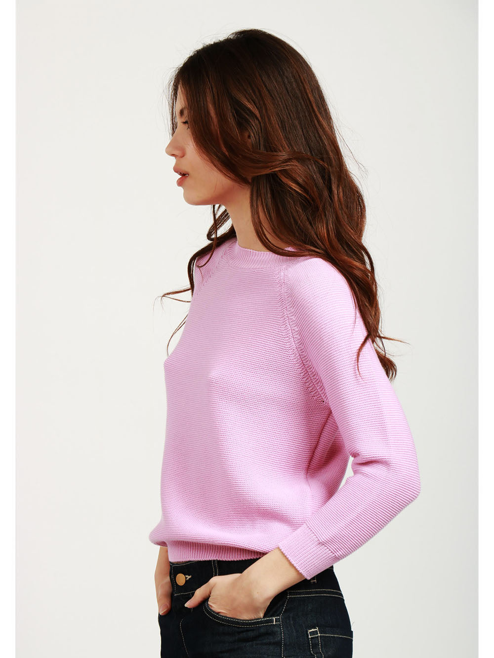 WEEKEND MAX MARA Maglia Linz Girocollo in Filo di Cotone Rosa Rosa