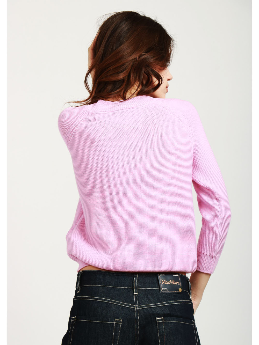 WEEKEND MAX MARA Maglia Linz Girocollo in Filo di Cotone Rosa Rosa