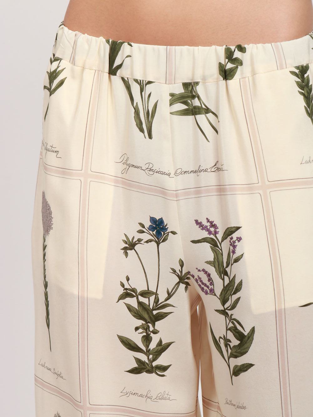 Lory wide leg trousers in ivory printed silk