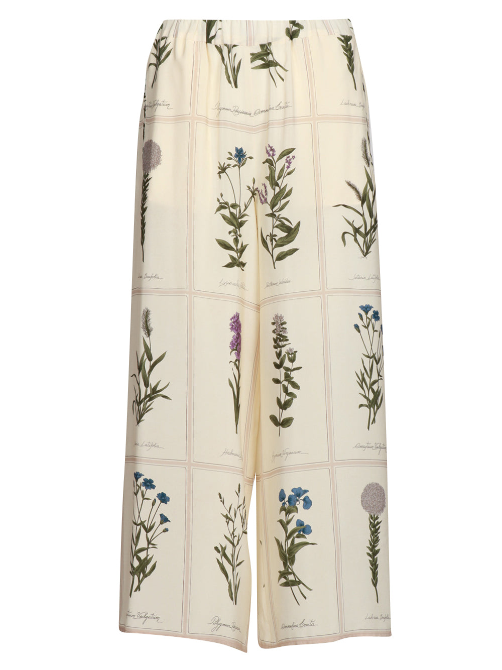 Lory wide leg trousers in ivory printed silk