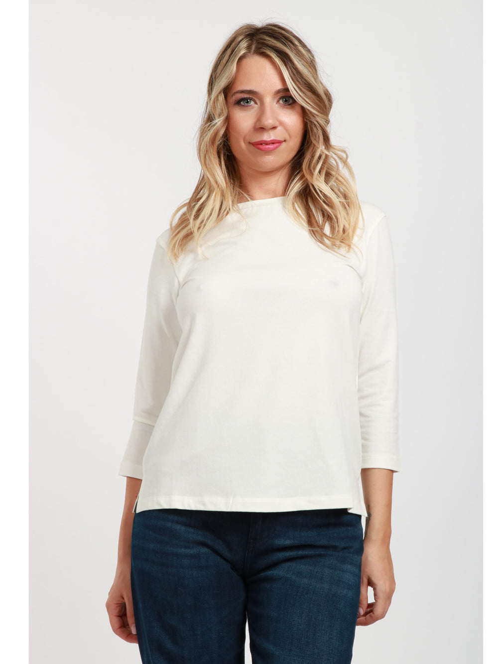 WEEKEND MAX MARA Maglia Multia Gircollo in Cotone Panna Panna