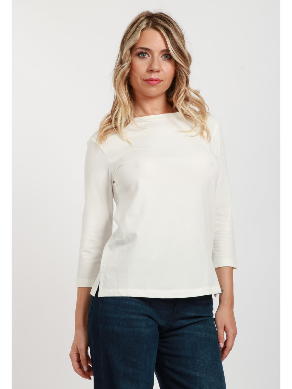 WEEKEND MAX MARA Maglia Multia Gircollo in Cotone Panna Panna