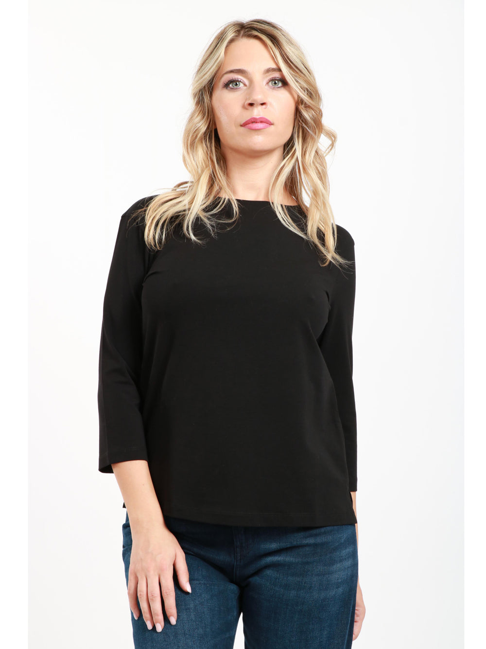 WEEKEND MAX MARA Maglia Multia Gircollo in Cotone Nera Nero
