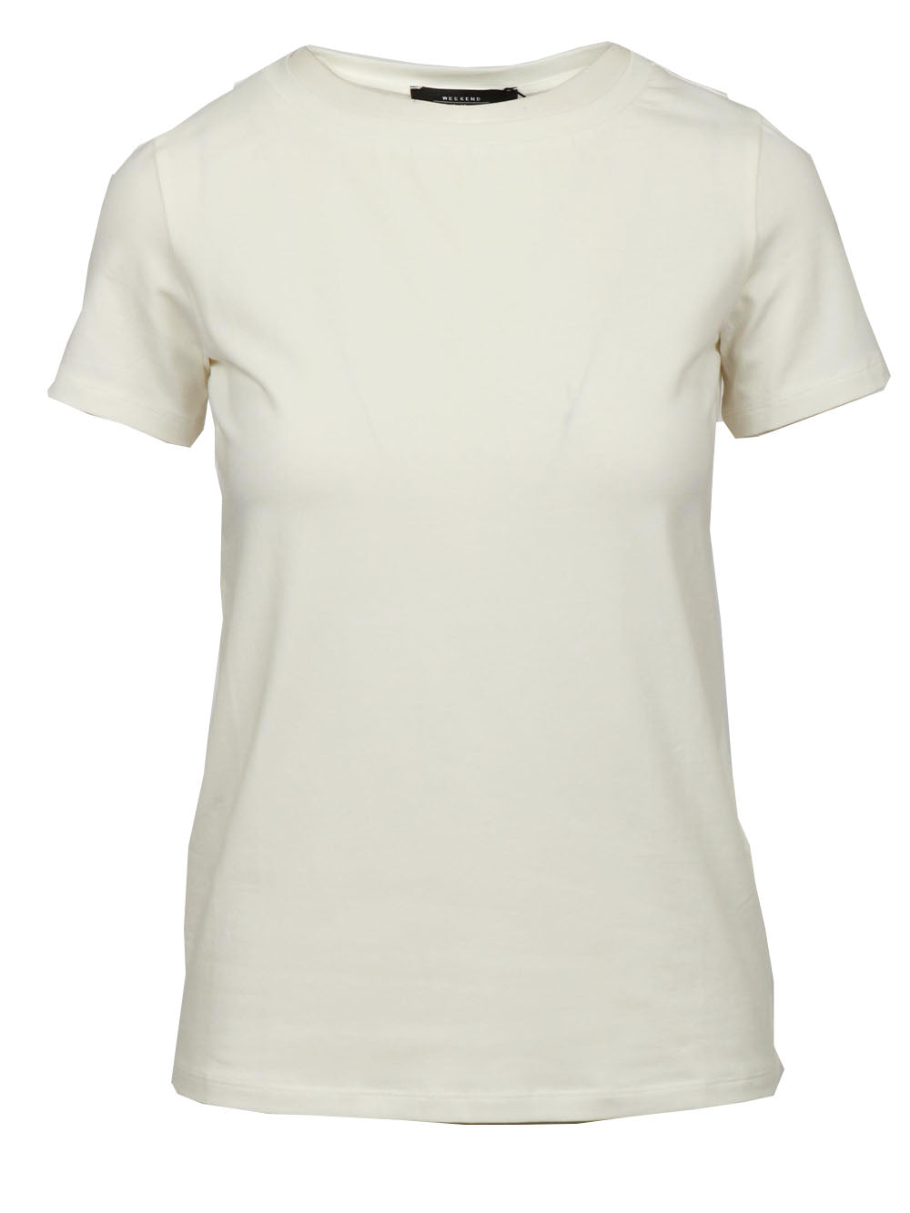 WEEKEND MAX MARA T-Shirt Multib Girocollo in Jersey di Cotone Bianca Panna