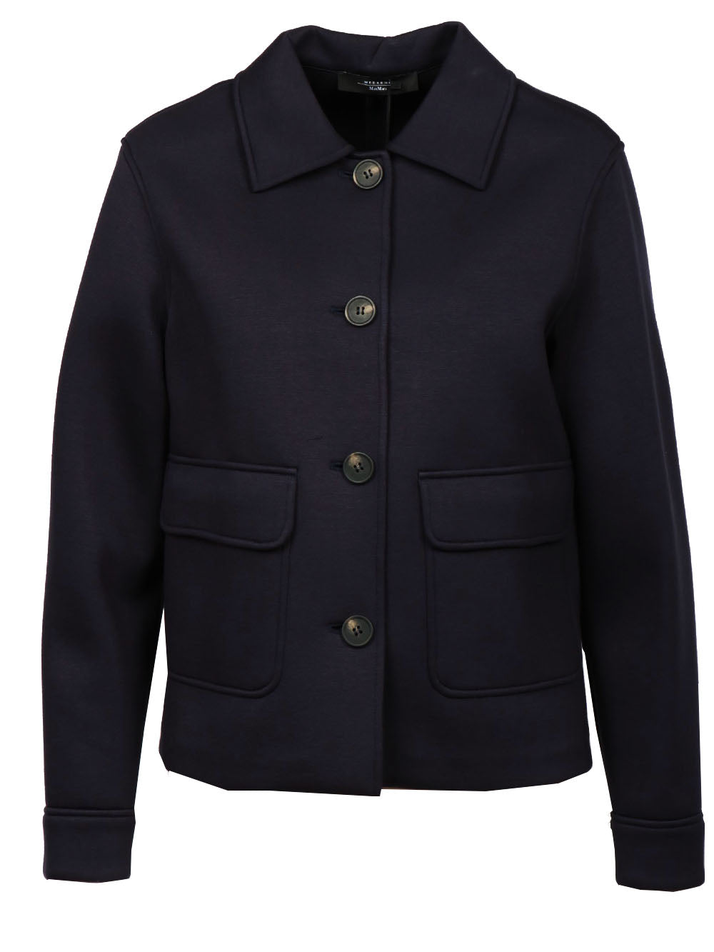WEEKEND MAX MARA Caban Opera Monopetto in Neoprene Blu Notte Blu