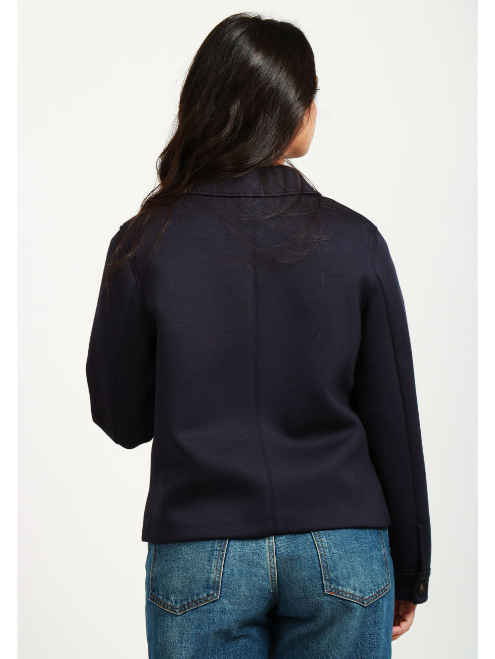 WEEKEND MAX MARA Caban Opera Monopetto in Neoprene Blu Notte Blu