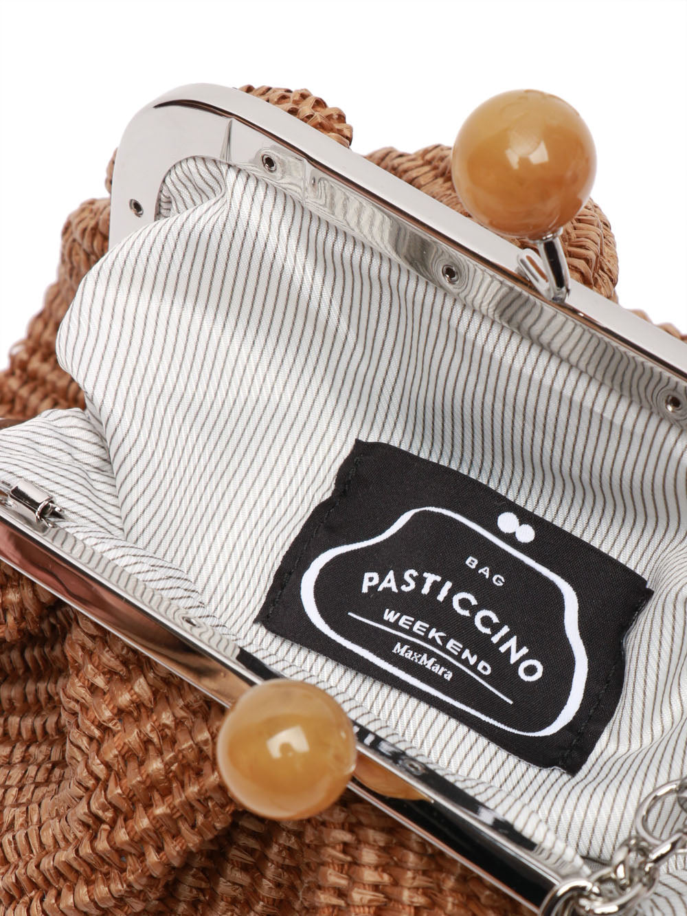Borsa Pasticcino Palmas clutch in rafia beige