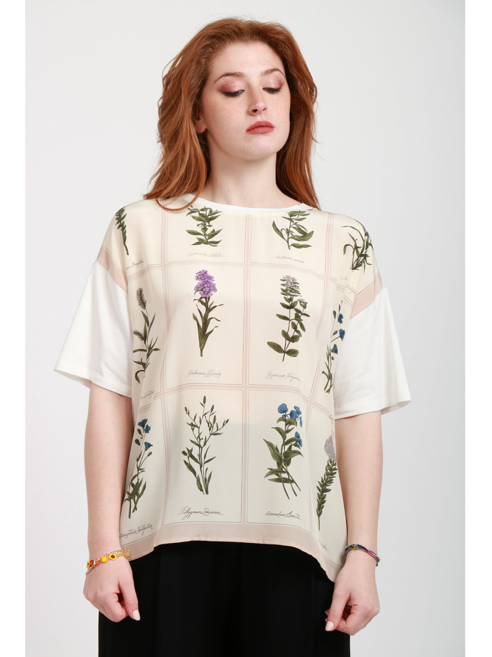WEEKEND MAX MARA T-shirt in Jersey Avorio con Fantasia Floreale Avorio+color