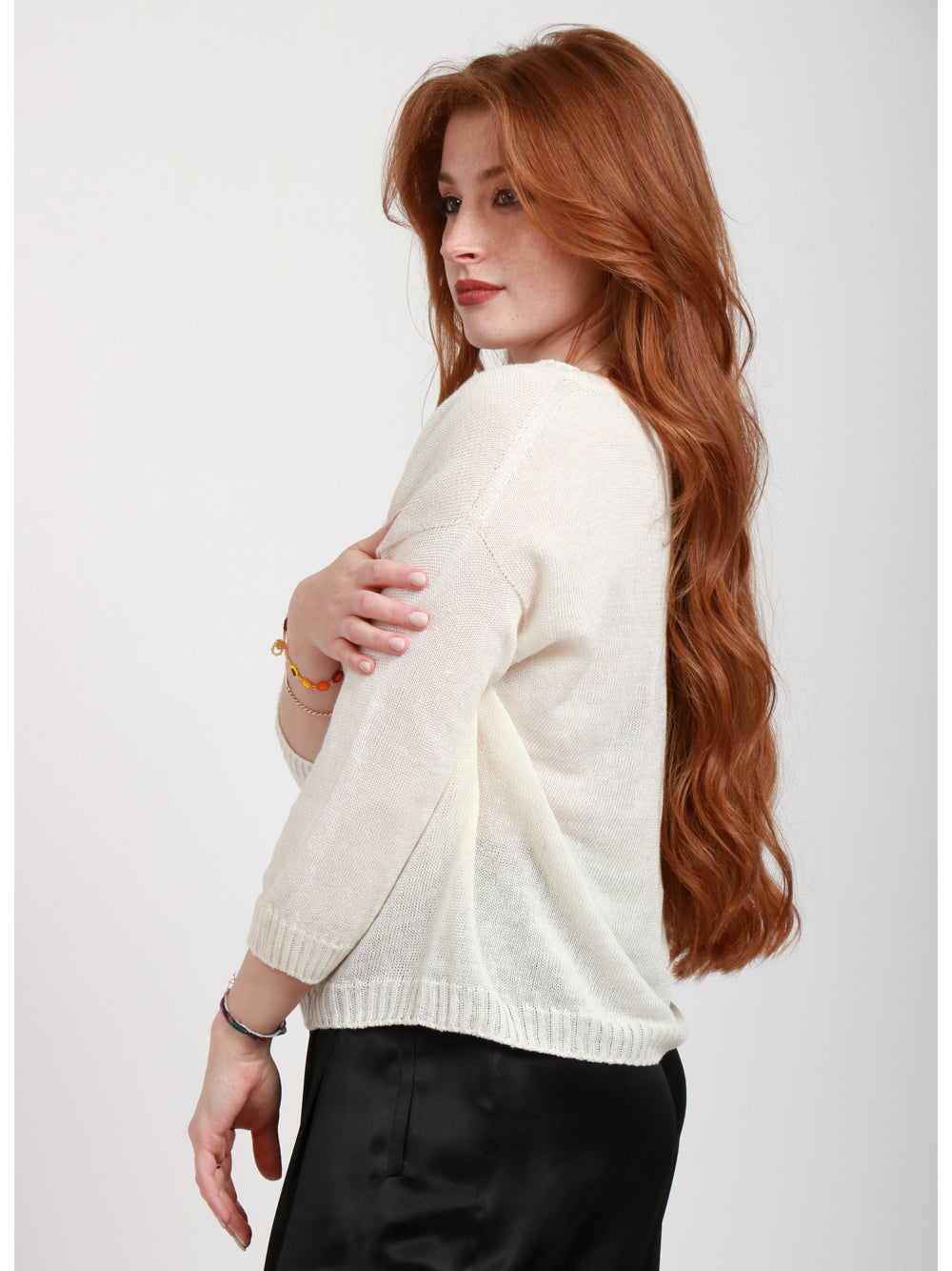WEEKEND MAX MARA Maglia Selz in Lino Panna Avorio
