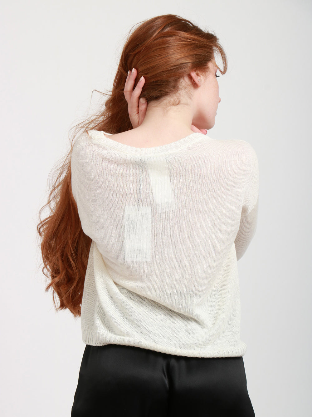 WEEKEND MAX MARA Maglia Selz in Lino Panna Avorio