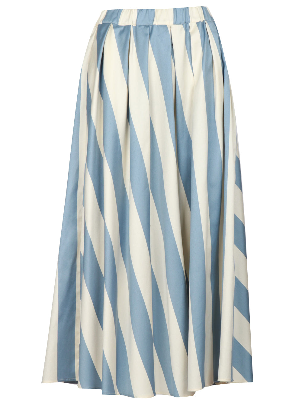 WEEKEND MAX MARA Gonna Vidim a righe in Cotone e Seta azzurra e bianca Avio/avorio