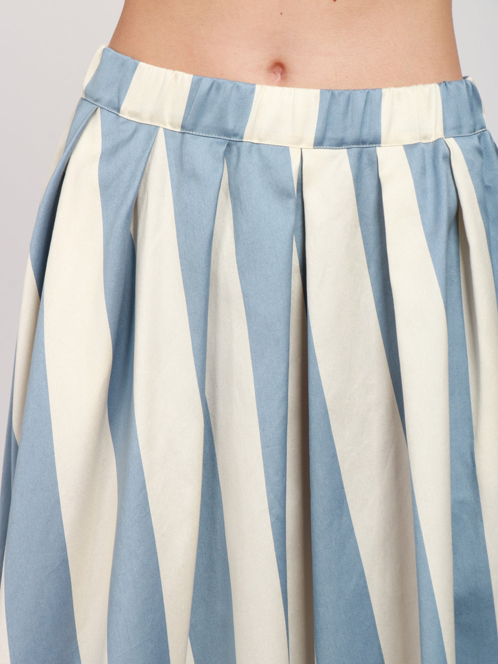 WEEKEND MAX MARA Gonna Vidim a righe in Cotone e Seta azzurra e bianca Avio/avorio