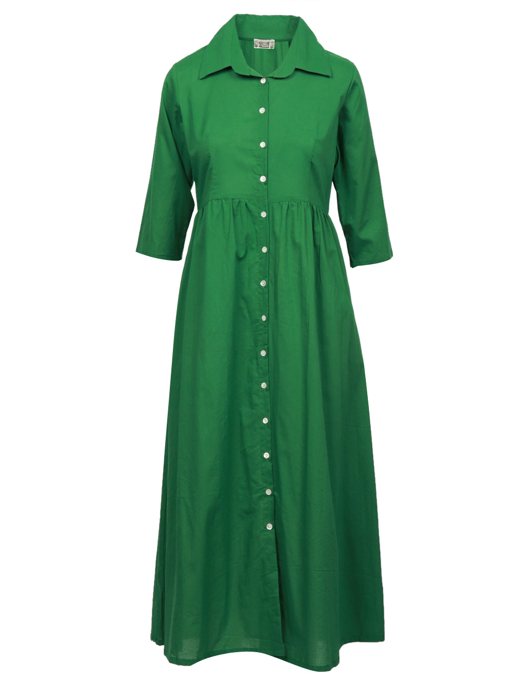 XIWIKJ ABITO CHEMISIER IN COTONE VERDE A TINTA UNITA Verde