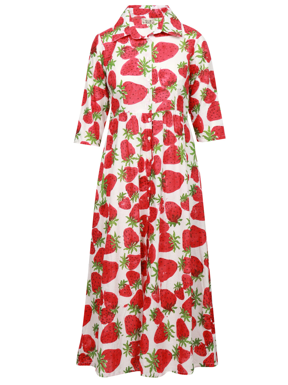 XIWIKJ VESTITO CECILIA CHEMISIER IN COTONE CON FRAGOLE Bianco/rosso