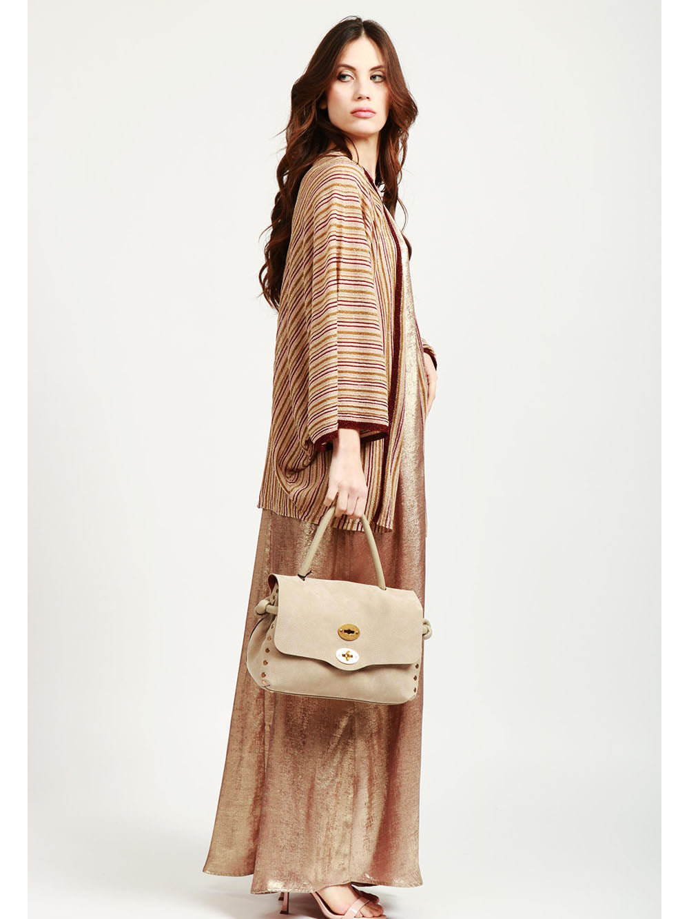 ZANELLATO Borsa a Mano Postina Veneziana Small in Suede Tortora Cemento