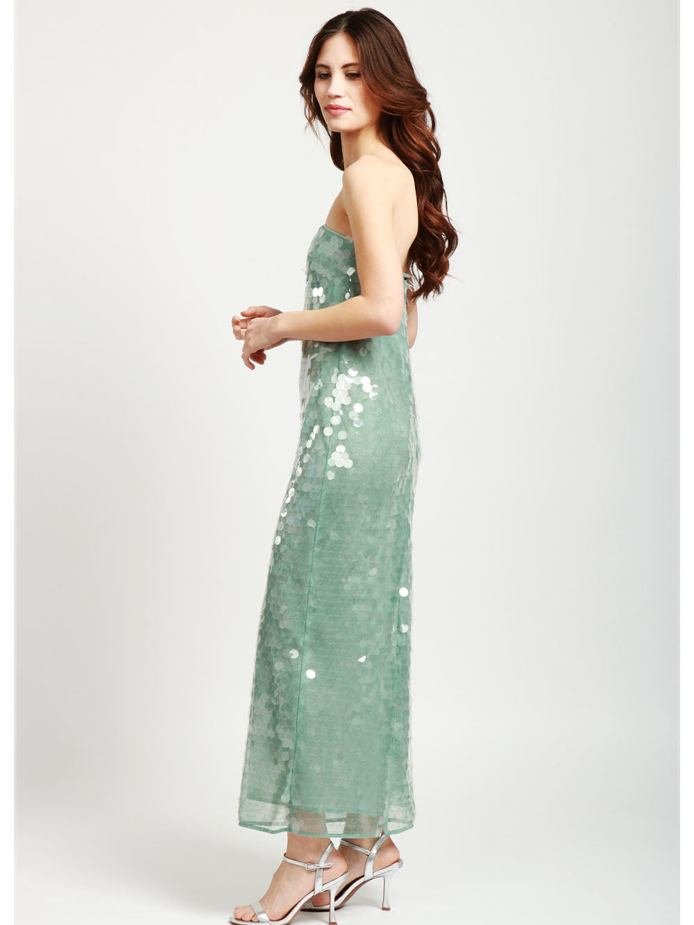 staud casey dress green Turquoise Long Bandeau with Macro Sequins R25R2168LS The structured bodice provides