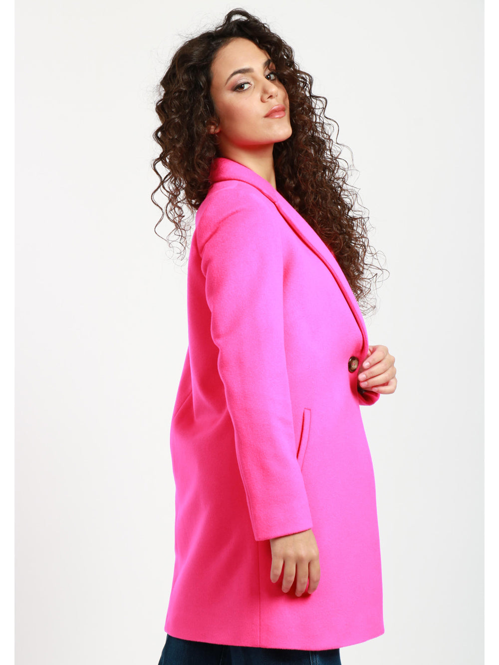 CHIARULLI Cappotto Corinne Monopetto in Lana Vergine Fucsia Fucsia