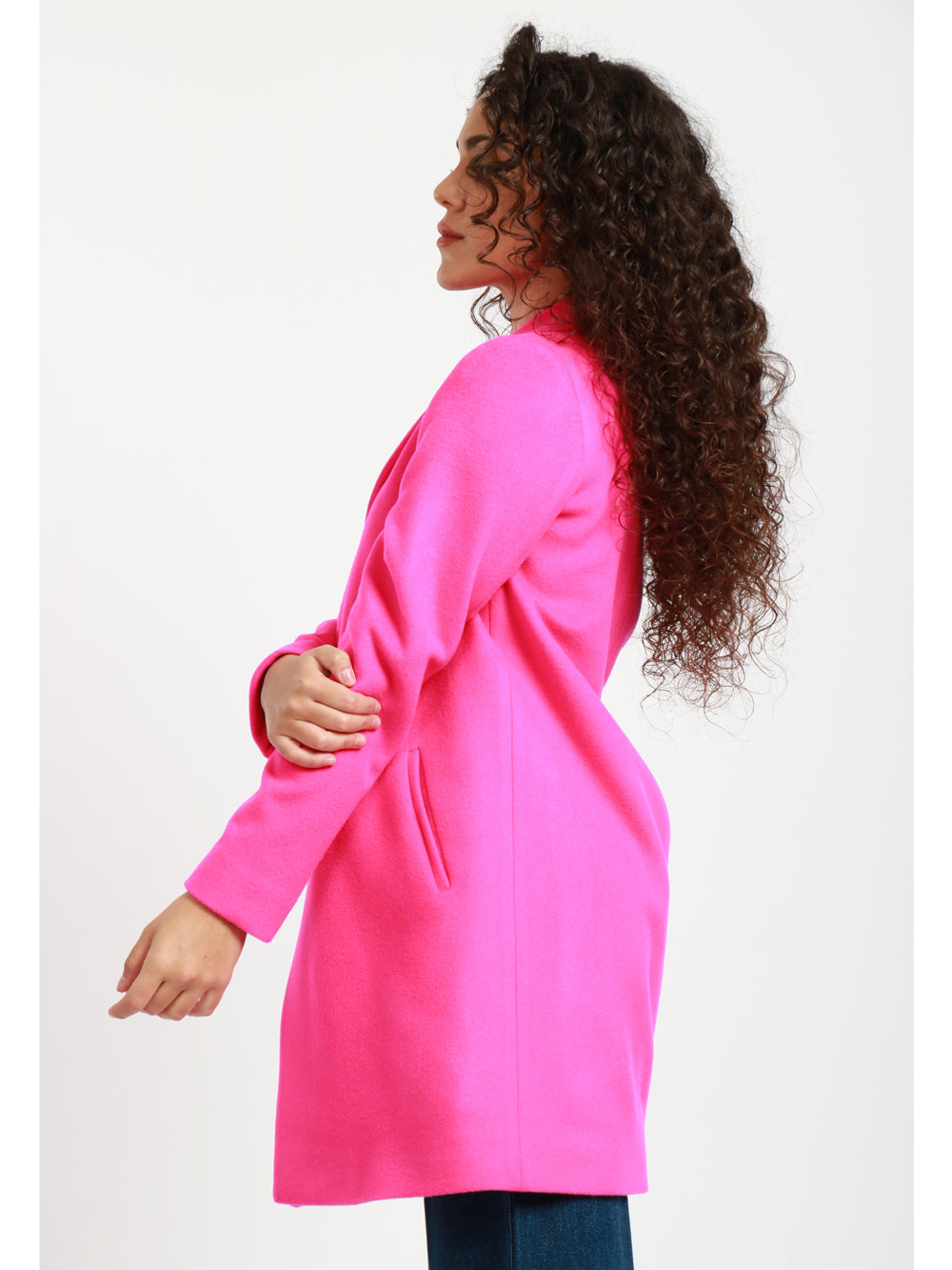 CHIARULLI Cappotto Corinne Monopetto in Lana Vergine Fucsia Fucsia
