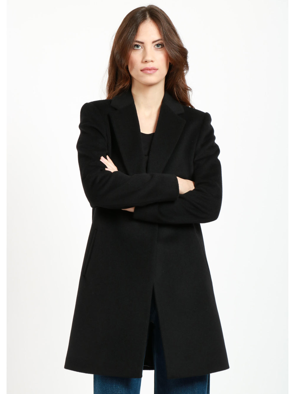 CHIARULLI Cappotto Corinne Monopetto in Lana Vergine Nero Nero