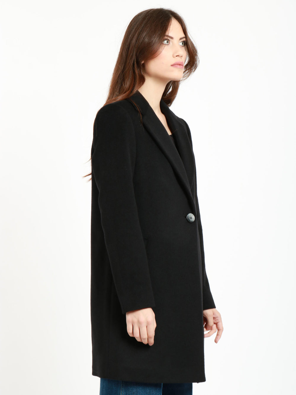 CHIARULLI Cappotto Corinne Monopetto in Lana Vergine Nero Nero