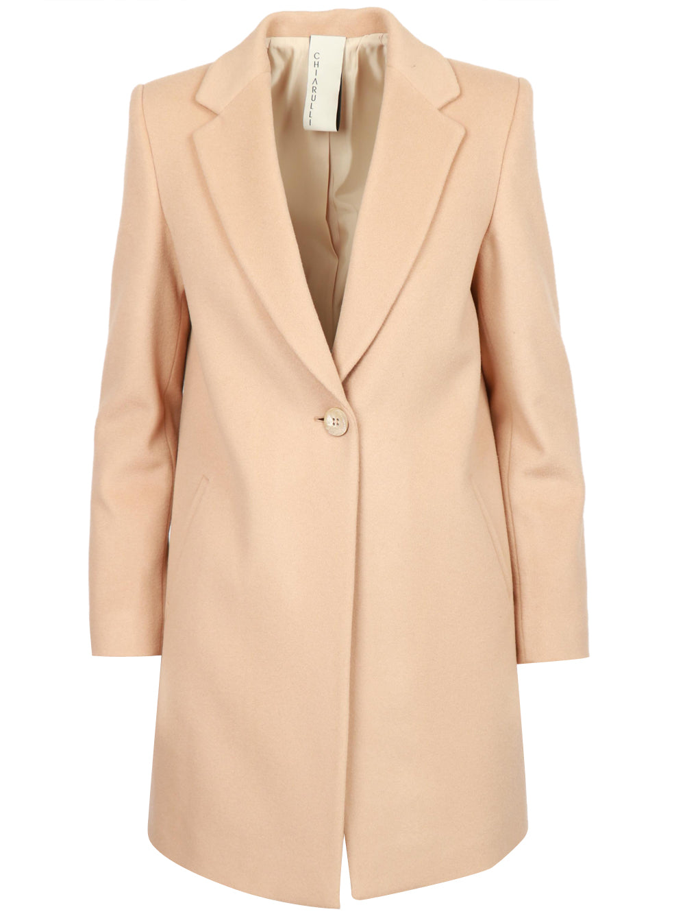 CHIARULLI Cappotto Corinne Monopetto in Lana Vergine Cammello Camel