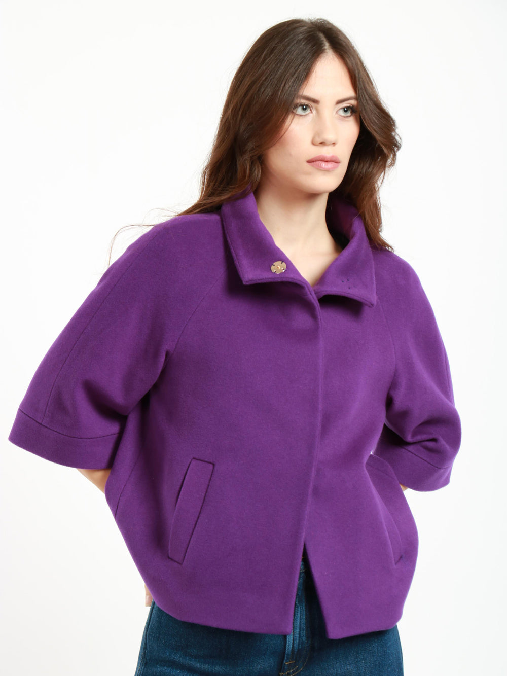CHIARULLI Caban Tonya Monopetto in Lana Vergine Viola Viola