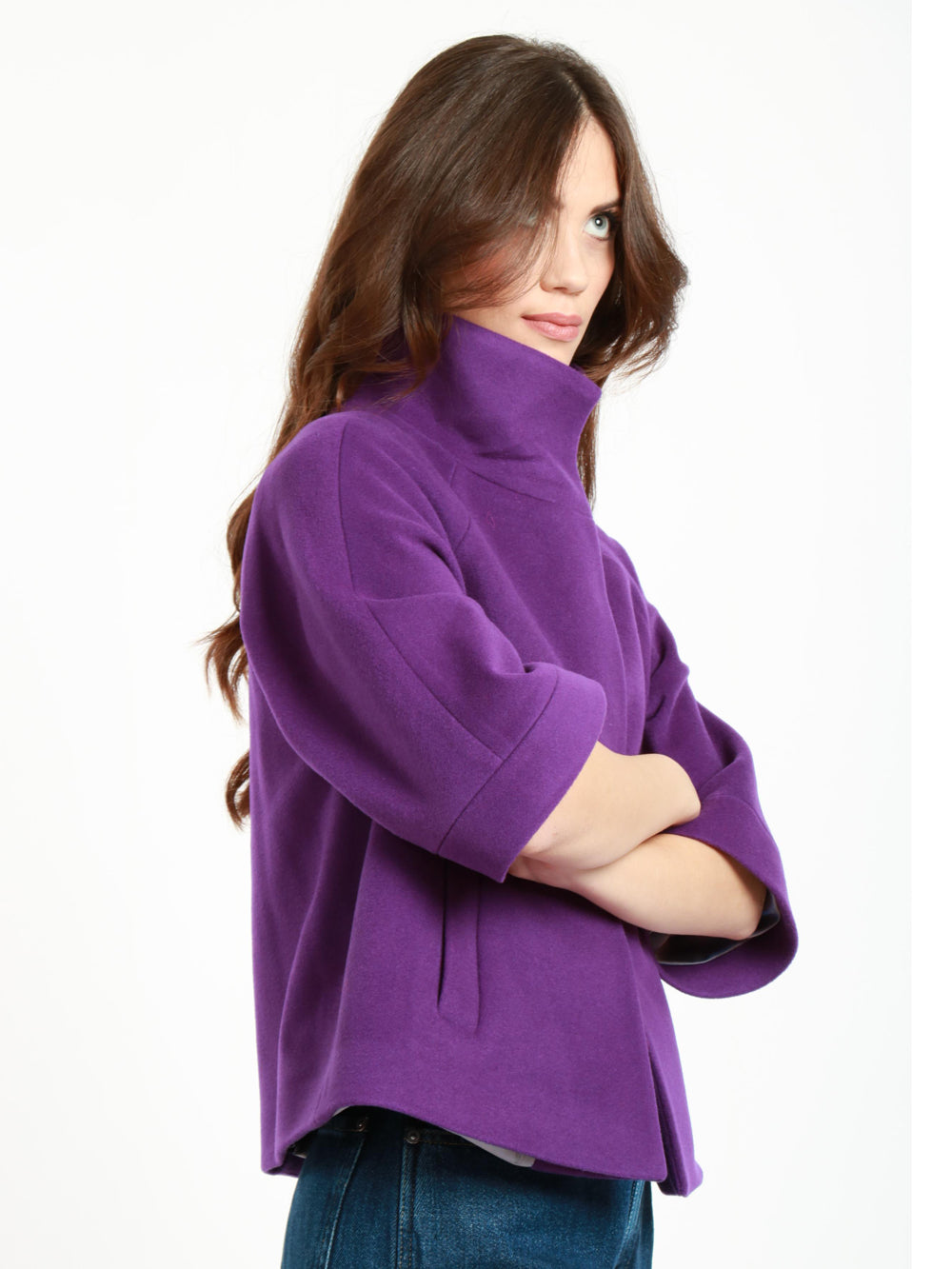 CHIARULLI Caban Tonya Monopetto in Lana Vergine Viola Viola