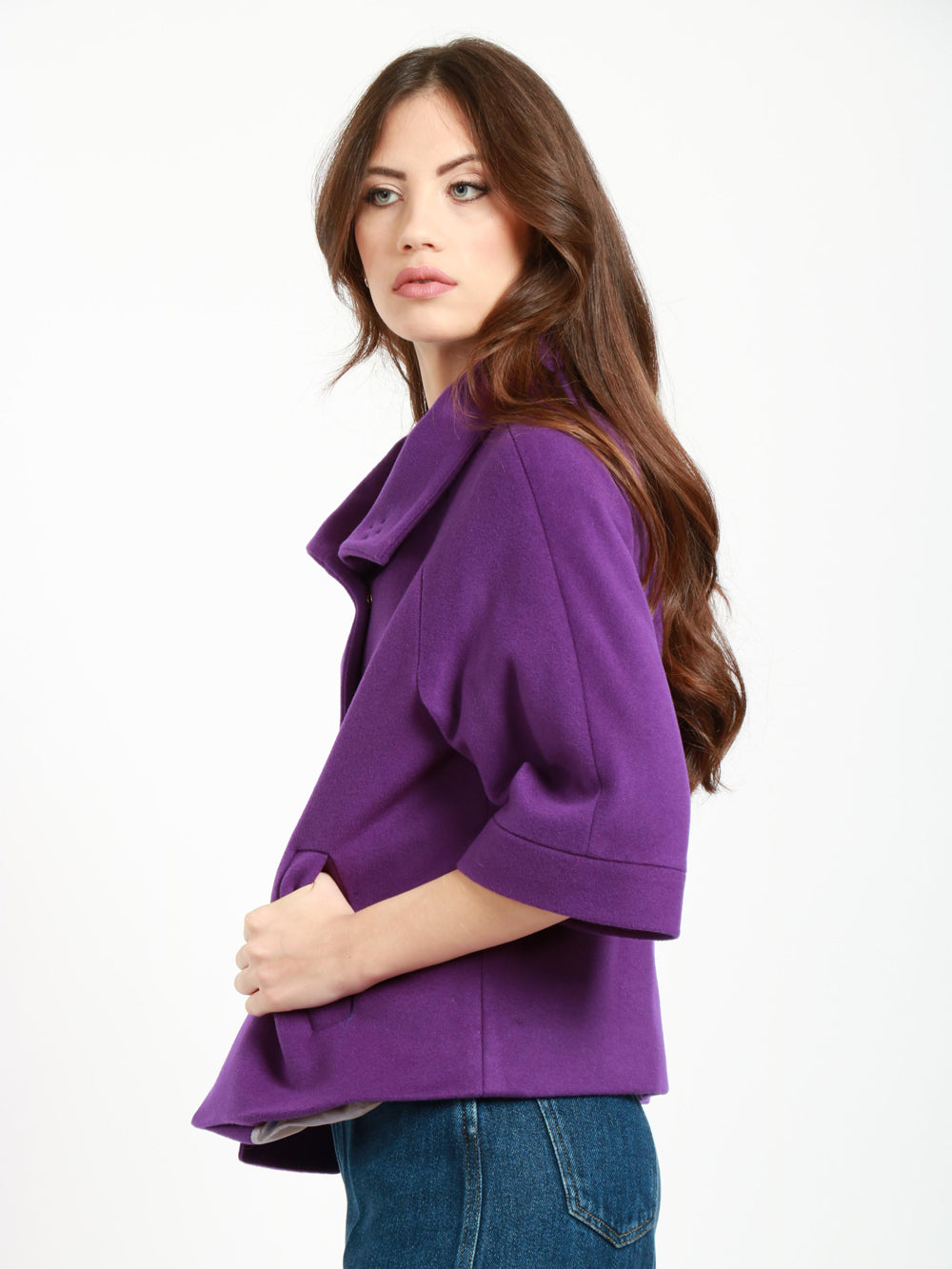 CHIARULLI Caban Tonya Monopetto in Lana Vergine Viola Viola