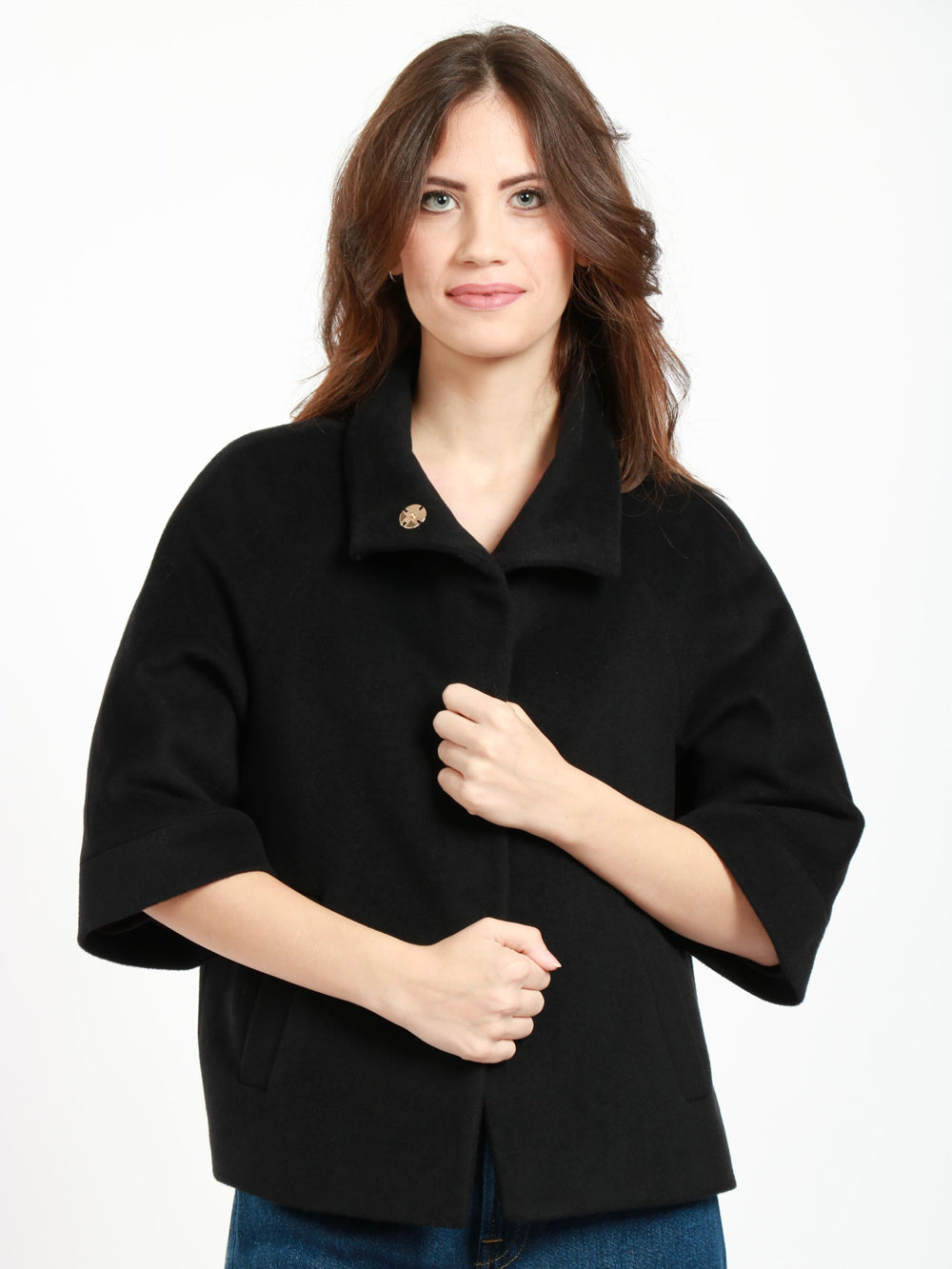 CHIARULLI Caban Tonya Monopetto in Lana Vergine Nero Nero