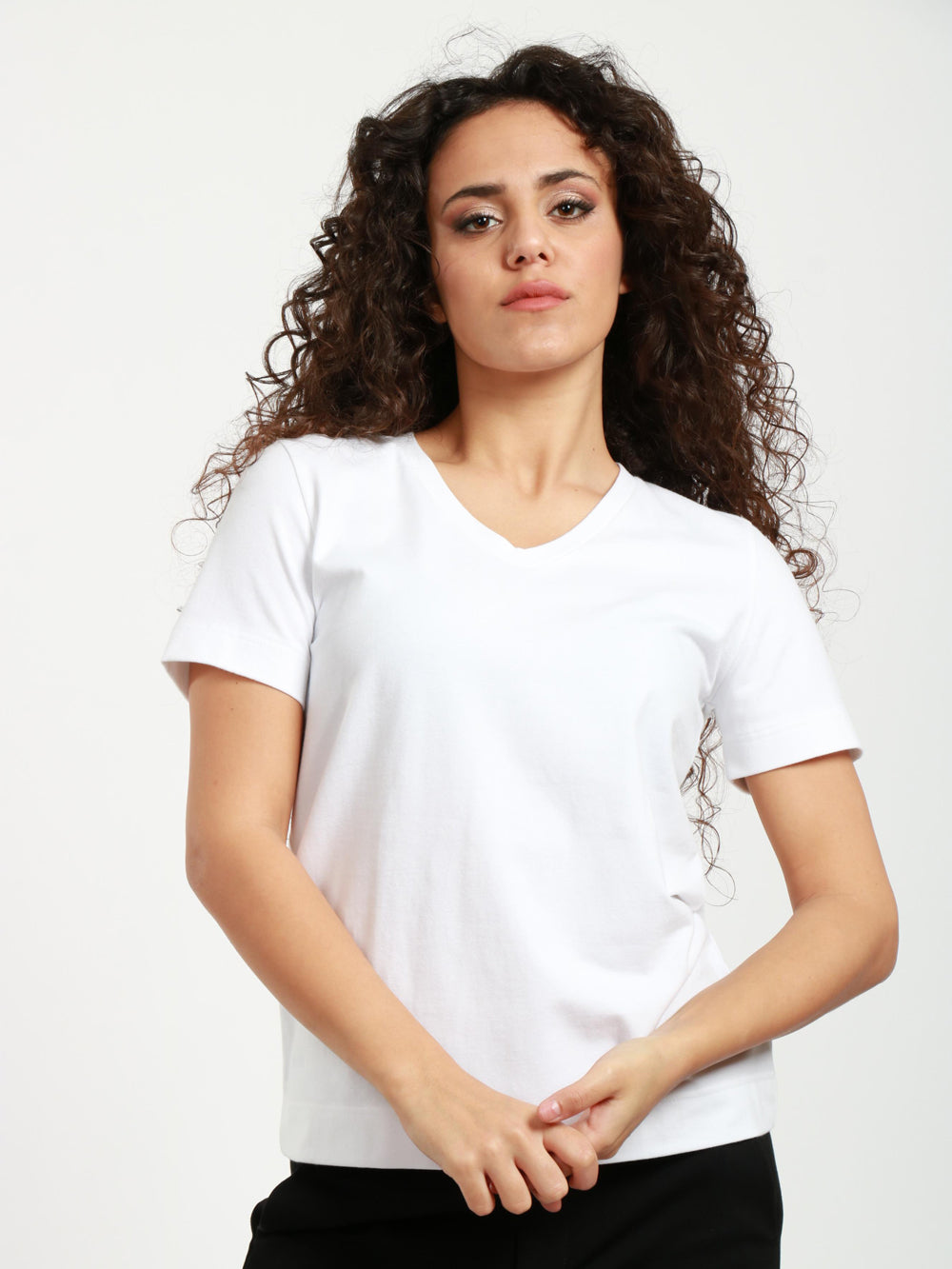 CIRCOLO 1901 T-Shirt in Cotone Bianca con Scollo a V Bianco ottico