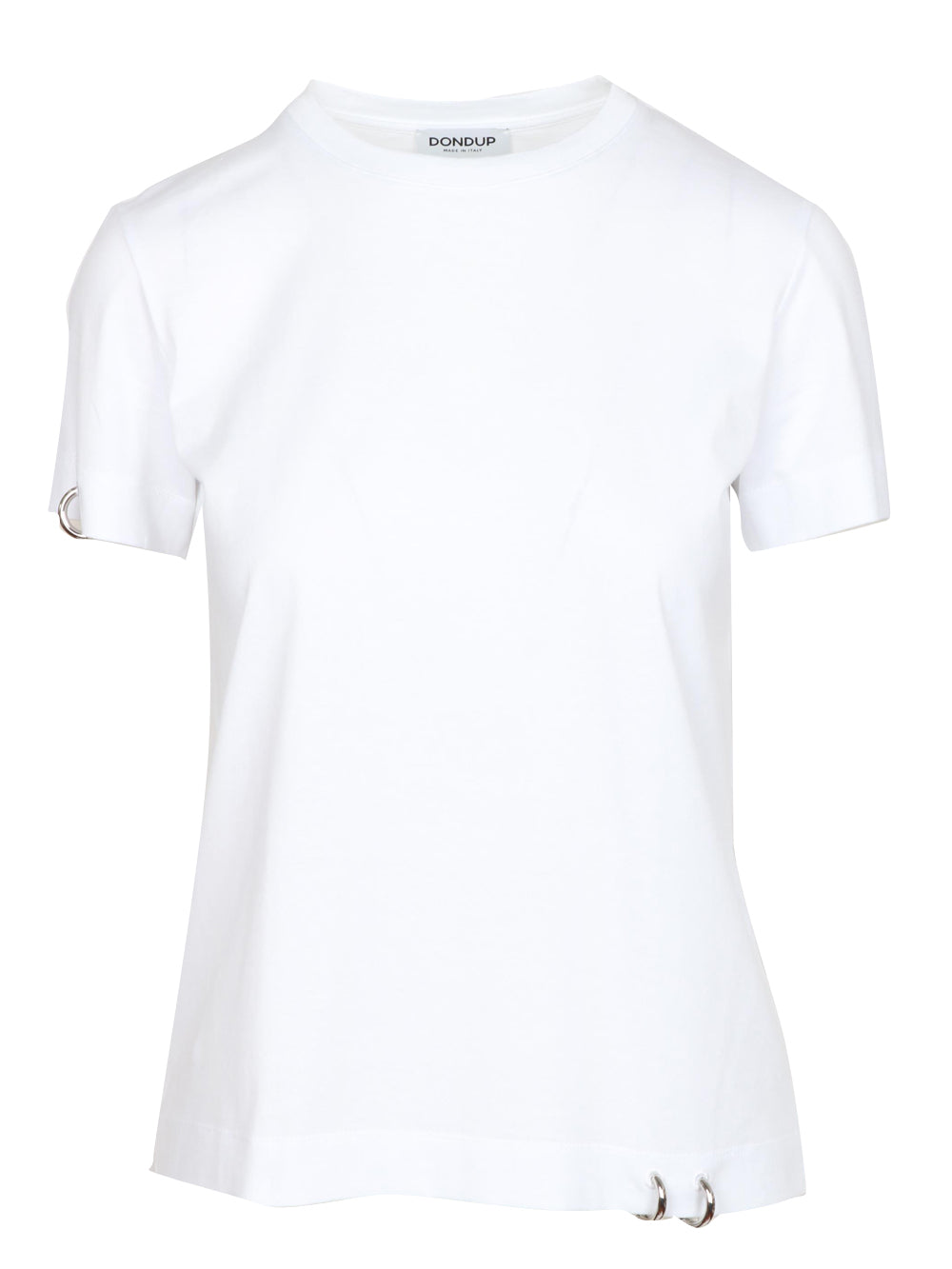 DONDUP T-Shirt Girocollo in Cotone Bianca con Piercing Bianco