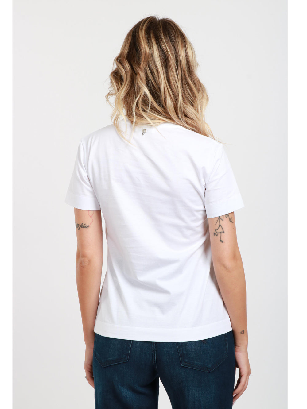 DONDUP T-Shirt Girocollo in Cotone Bianca con Piercing Bianco
