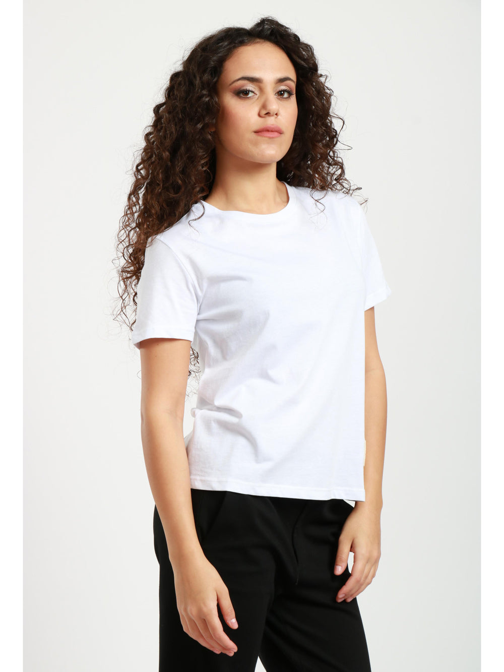 MERCI T-Shirt Girocollo in Cotone Bianca con Etichetta Love Me Bianco