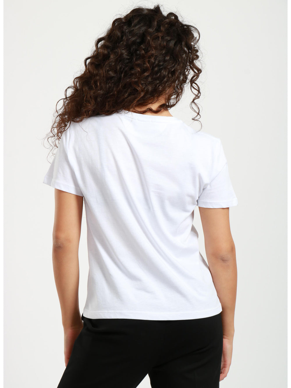 MERCI T-Shirt Girocollo in Cotone Bianca con Etichetta Love Me Bianco