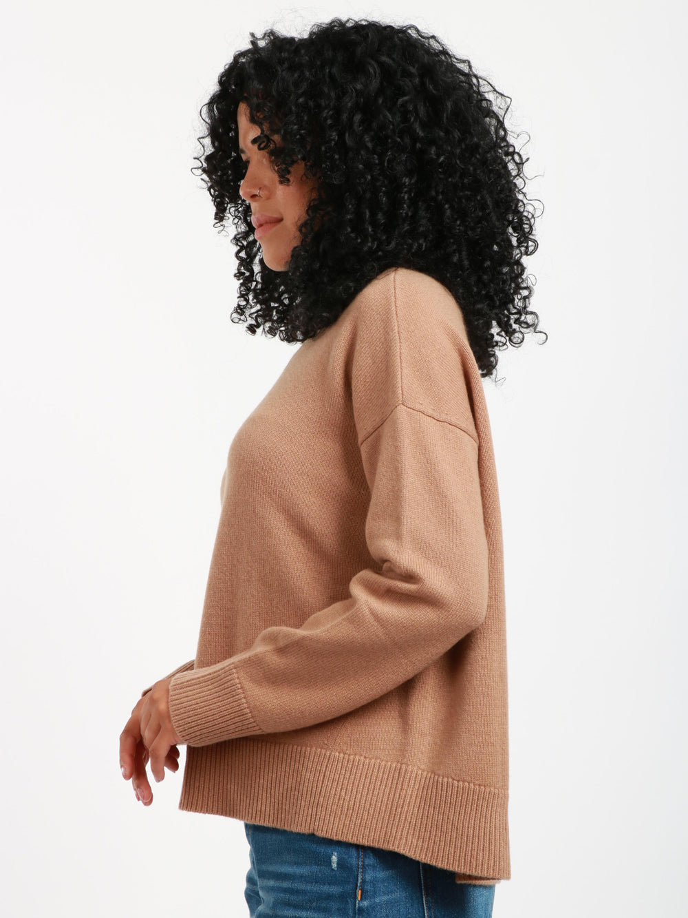 'S MAXMARA Maglia Venezia Girocollo in Misto Cashmere Nocciola Nocciola