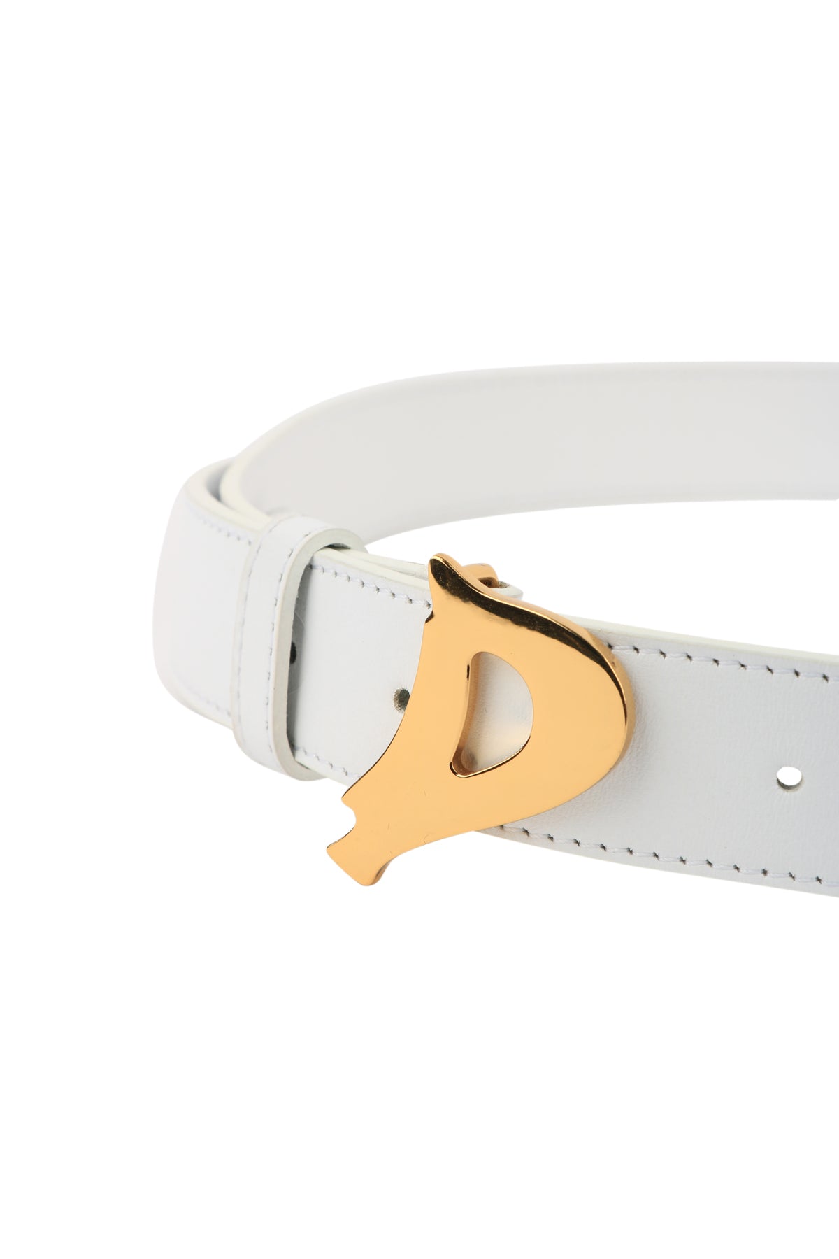 LEATHER BELT WITH D LOGO BUCKLE