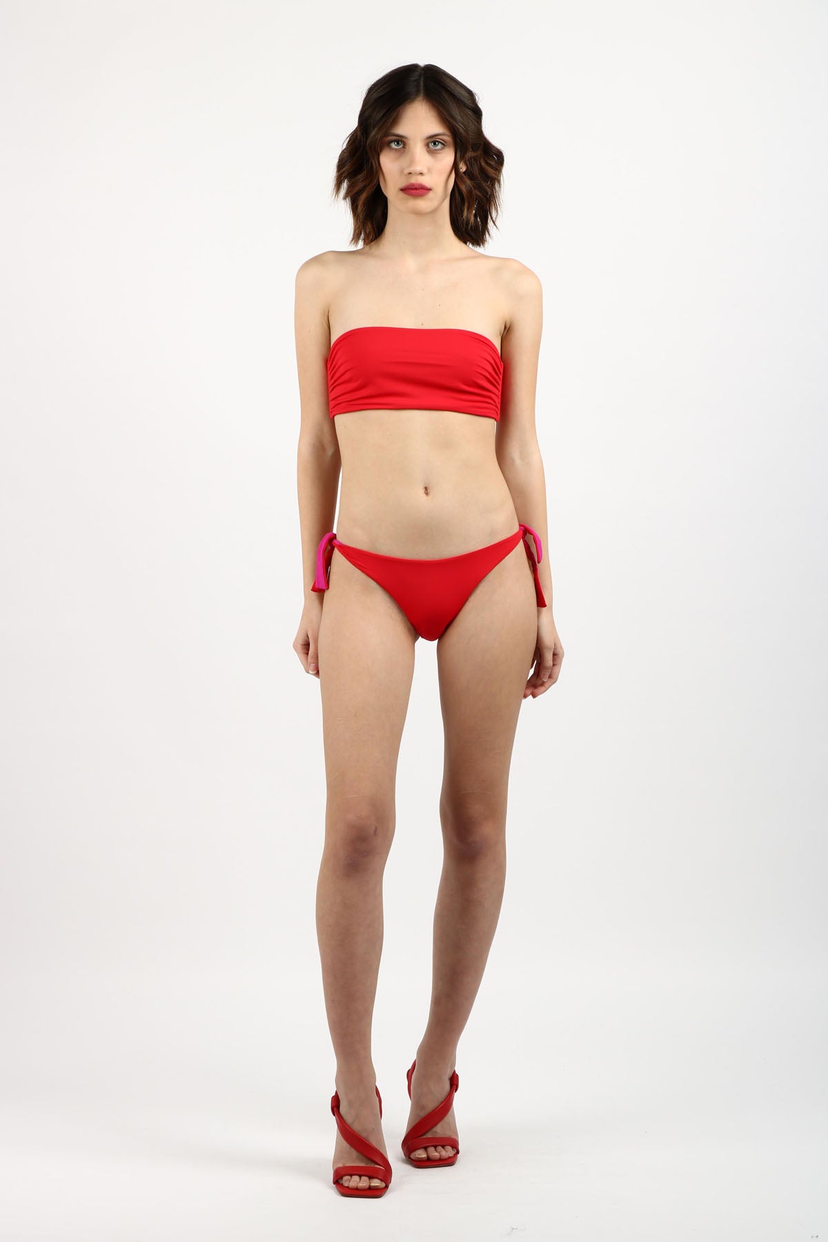 FISICO Costume Bikini a Fascia Double Face Rosso e Fucsia Rosso/fuxia