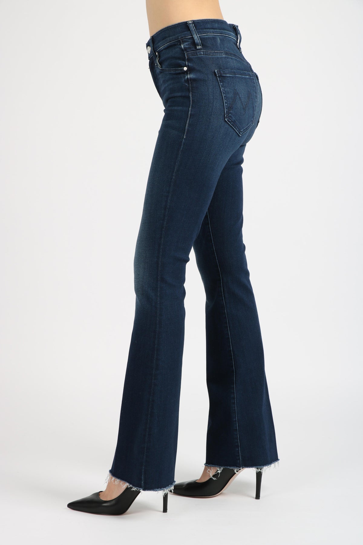 MOTHER WOMEN Jeans The Weekender Fray a Zampa Blu Scuro Denim Blu