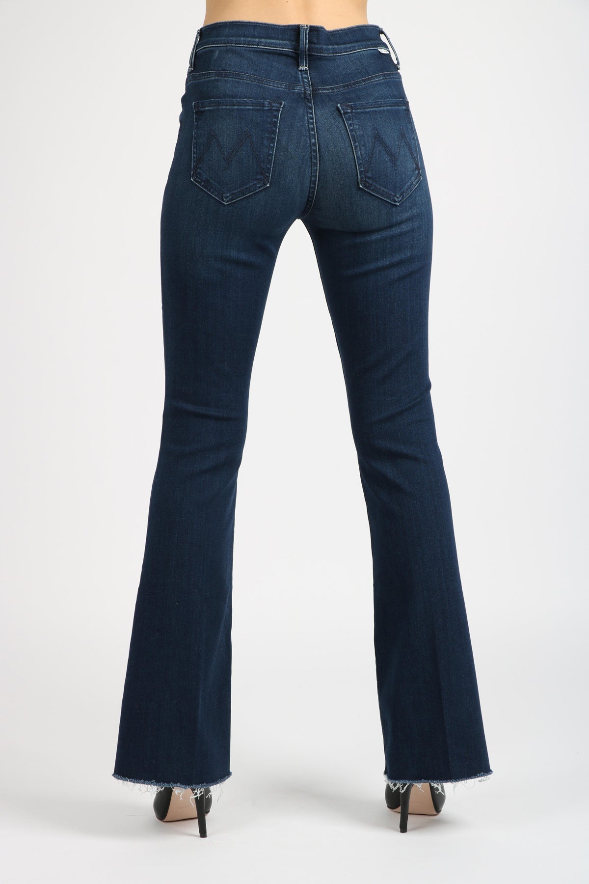 MOTHER WOMEN Jeans The Weekender Fray a Zampa Blu Scuro Denim Blu
