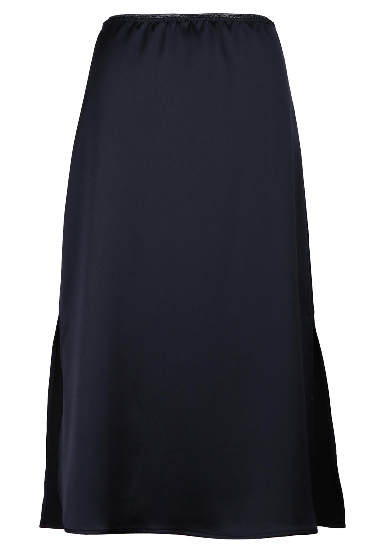 TOUPY GONNA RAONI TRAPEZIO IN SATIN CON SPACCHI LATERALI Blu