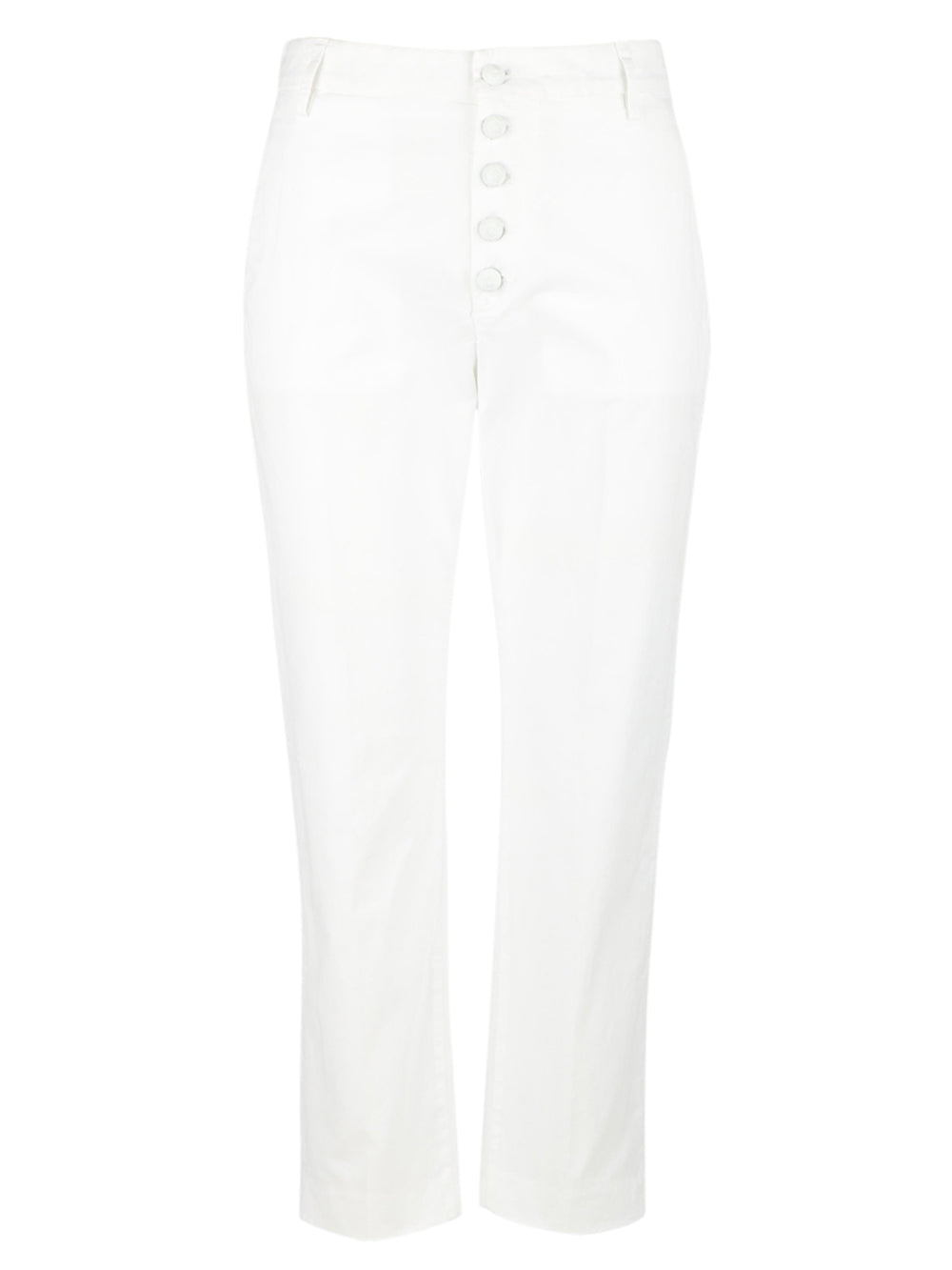 Pantalone Nima in Gabardina Bianco con Bottoni Gioiello