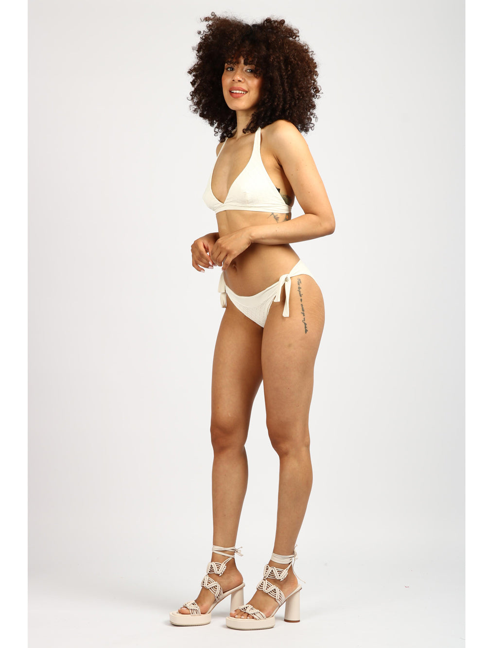 FISICO Costume Bikini a Triangolo Bianco Double Face Panna