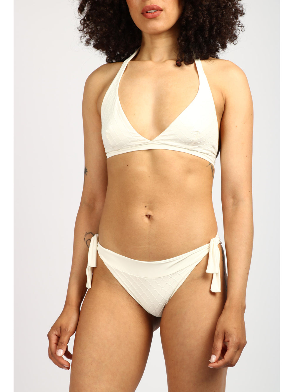 FISICO Costume Bikini a Triangolo Bianco Double Face Panna