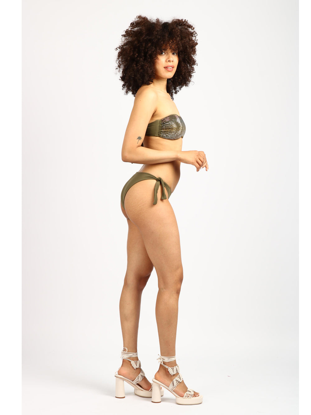 FISICO Costume Bikini a Fascia Verde Militare con Swarovski Verde militare