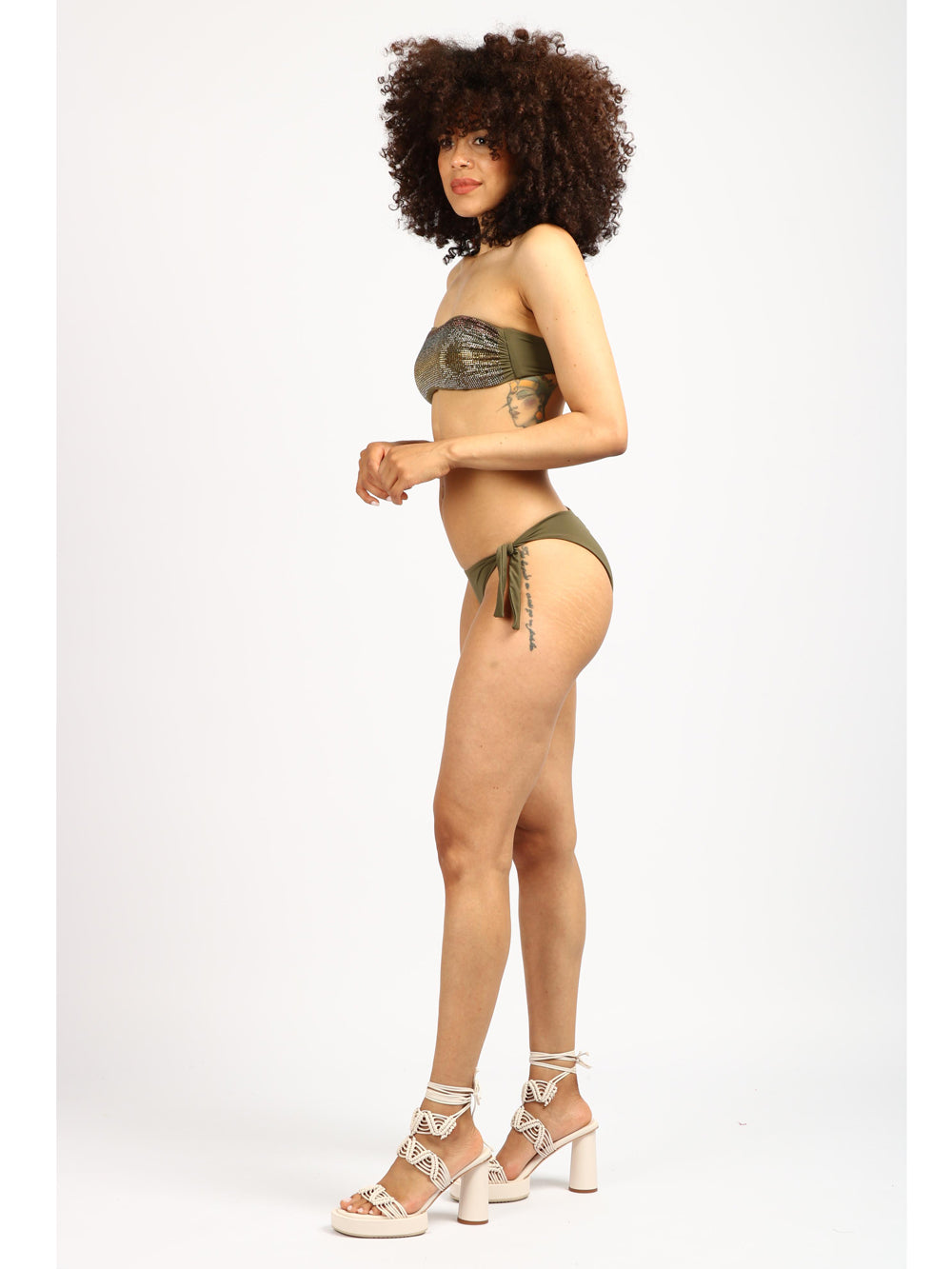 FISICO Costume Bikini a Fascia Verde Militare con Swarovski Verde militare